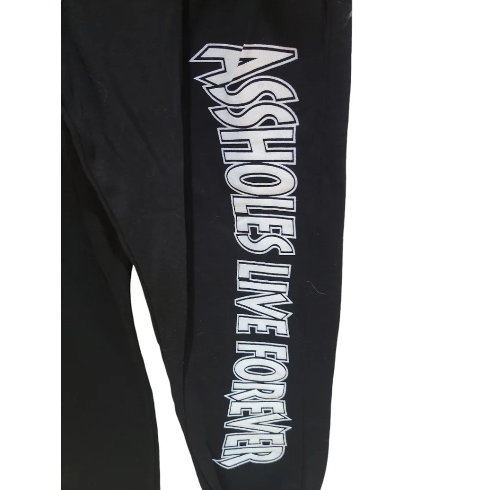 NWT Assholes Live Forever Black Joggers Size 2XL With White Logo Pockets ALF